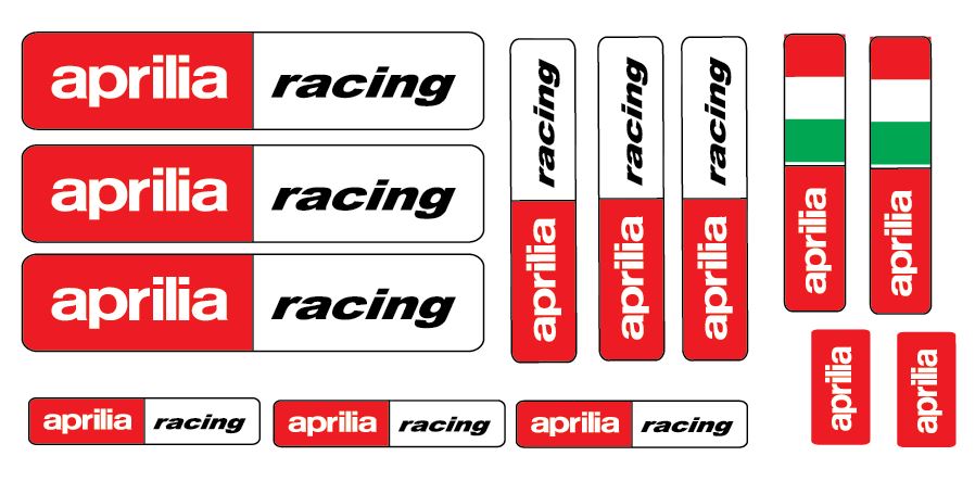13 APRILIA Racing stickers, various formats, red and white sponsor  motorcycles, Adesivi APRILIA Racing vari formati – Shop CC-Racing