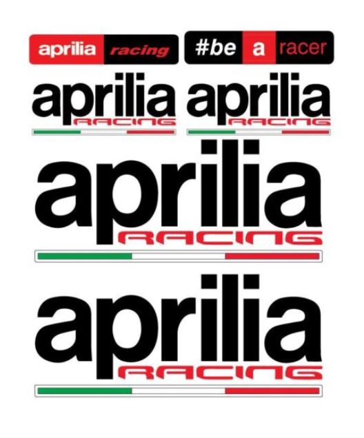 KIT OF 6 APRILIA RACING CARVED STICKERS + 4 TWO-TONE MOTORCYCLE